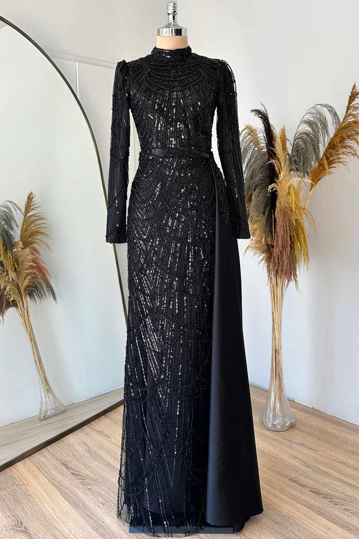 Diva Tesettür Abiye Siyah Stok · Beden 40
