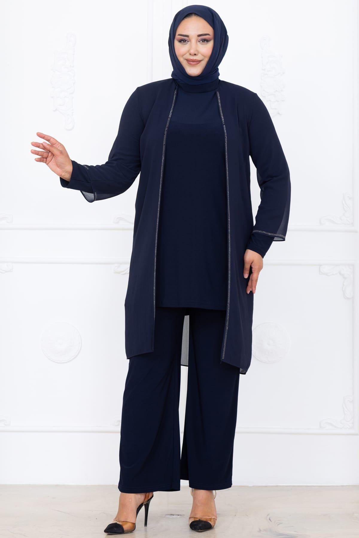 Sezen Tunik Pantolon Takım Lacivert · Beden XL